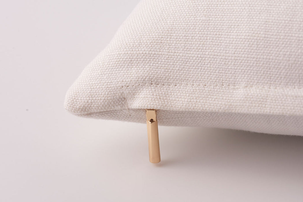Belgian Linen with Ikat Trim Small Lumbar Decorative Designer Throw Pillow Cover | House Finery