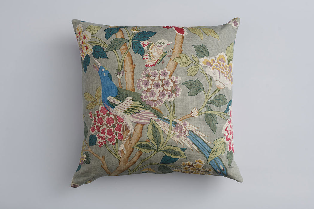 Hydrangea Bird 22x22 Square Decorative Designer Throw Pillow Cover | House Finery