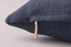 Belgian Linen with Geometric Cut Velvet Trim Midnight linen with Linen trim Small Lumbar Decorative Designer Throw Pillow Cover | House Finery
