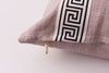 Belgian Linen with Greek Key Trim 22x22 Square Decorative Designer Throw Pillow Cover | House Finery