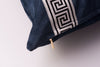 Velvet with Greek Key Trim 22x22 Square Decorative Designer Throw Pillow Cover | House Finery