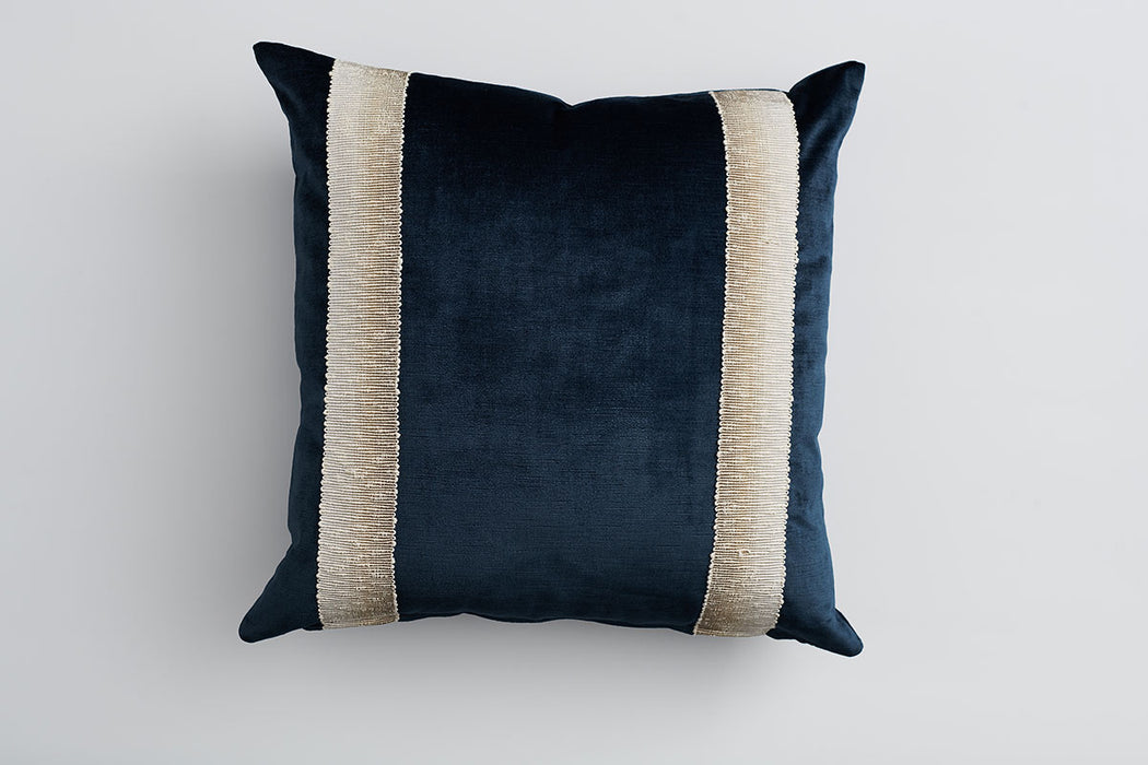 Velvet with Ombre Trim 22x22 Square Decorative Designer Throw Pillow Cover | House Finery